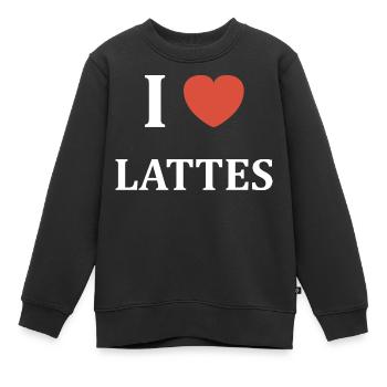 i love Lattes - Sweat Premium enfant bio - noir - Devant - AI Model Kid Female (0cm)