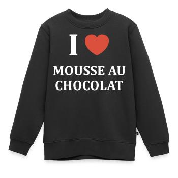 i love mousse au chocolat - Sweat Premium enfant bio - noir - Devant - AI Model Kid Female (0cm)
