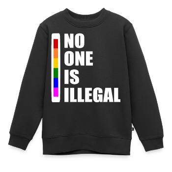 No one is illegal - Sweat Premium enfant bio - noir - Devant - AI Model Kid Female (0cm)
