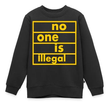 No one is illegal - Sweat Premium enfant bio - noir - Devant - AI Model Kid Female (0cm)