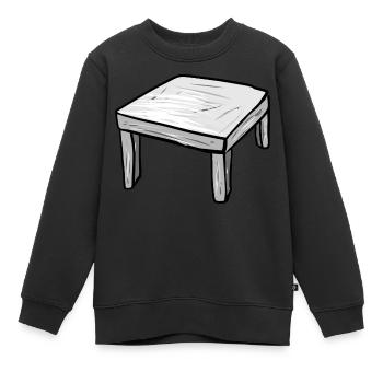 Icône de dessin animé de table de table en bois - Sweat Premium enfant bio - noir - Devant - AI Model Kid Female (0cm)