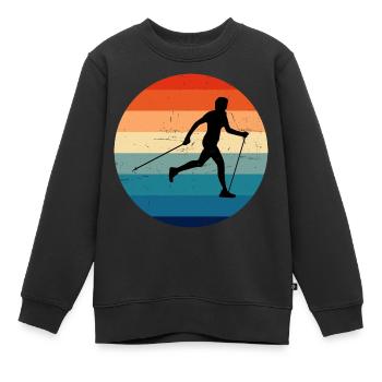 Herren Damen Nordic Walking Walking Walken - Kinder Premium Organic Sweatshirt - Schwarz - Vorne - AI Model Kid Female (0cm)