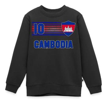 Kambodscha Fußball Mannschaft - Kinder Premium Organic Sweatshirt - Schwarz - Vorne - AI Model Kid Female (0cm)