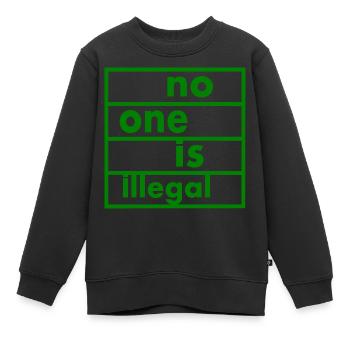No one is illegal - Sweat Premium enfant bio - noir - Devant - AI Model Kid Female (0cm)