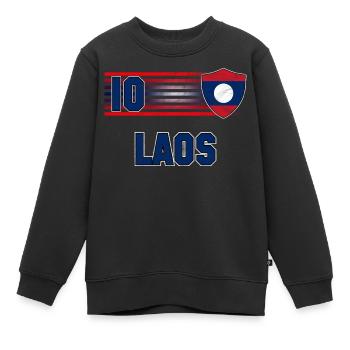 Laos Fußball Mannschaft - Kinder Premium Organic Sweatshirt - Schwarz - Vorne - AI Model Kid Female (0cm)