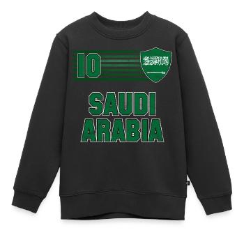 Saudi-Arabien Fußball Mannschaft - Kinder Premium Organic Sweatshirt - Schwarz - Vorne - AI Model Kid Female (0cm)