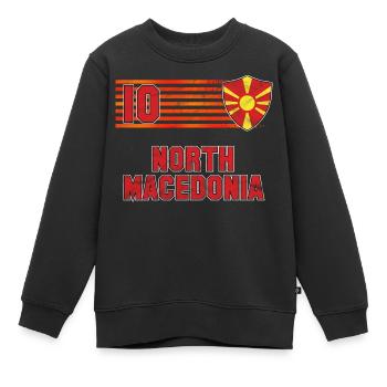 Nordmazedonien Fußball Mannschaft - Kinder Premium Organic Sweatshirt - Schwarz - Vorne - AI Model Kid Female (0cm)
