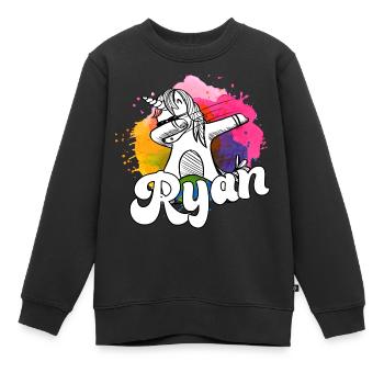 RYAN - Schöner Jungen Name mit Coolem Einhorn - Kinder Premium Organic Sweatshirt - Schwarz - Vorne - AI Model Kid Female (0cm)