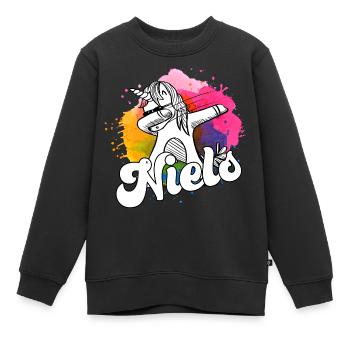 NIELS - Schöner Jungen Name mit Coolem Einhorn - Kinder Premium Organic Sweatshirt - Schwarz - Vorne - AI Model Kid Female (0cm)