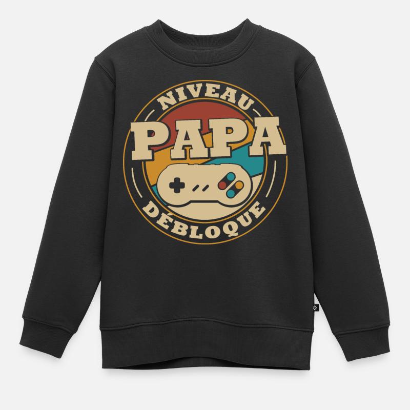 Niveau papa débloquer - Sweat Premium enfant bio - noir