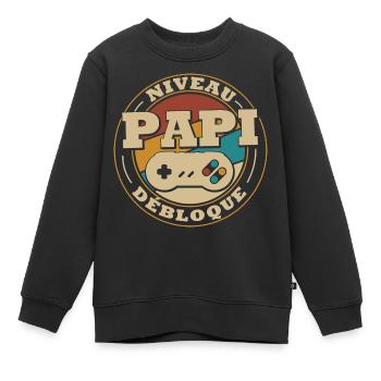 Level Opa freischalten - Kinder Premium Organic Sweatshirt - Schwarz - Vorne - AI Model Kid Female (0cm)