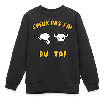 J’peux pas j’ai du taf - Sweat Premium enfant bio - noir - Devant - AI Model Kid Female (0cm)