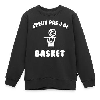 J’peux pas j’ai basket - Sweat Premium enfant bio - noir - Devant - AI Model Kid Female (0cm)