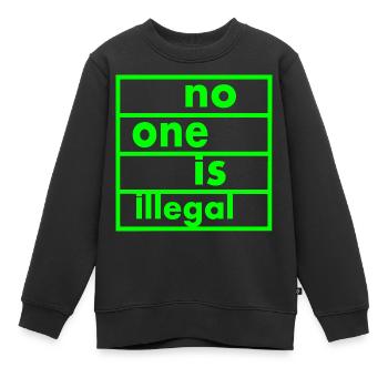 No one is illegal - Sweat Premium enfant bio - noir - Devant - AI Model Kid Female (0cm)