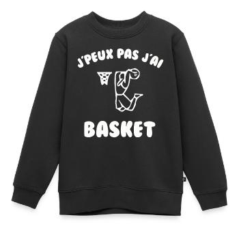 J’peux pas j’ai basket - Sweat Premium enfant bio - noir - Devant - AI Model Kid Female (0cm)