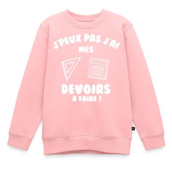 J’peux pas j’ai mes devoirs à faire - Sweat Premium enfant bio - rose - Devant - AI Model Kid Female (0cm)