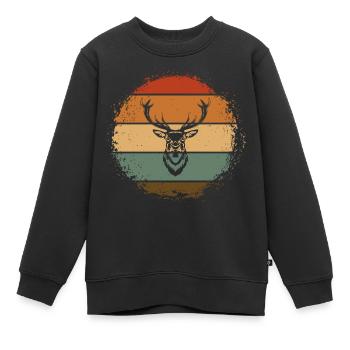 Hirsch Hirschgeweih Geweih - Kinder Premium Organic Sweatshirt - Schwarz - Vorne - AI Model Kid Female (0cm)