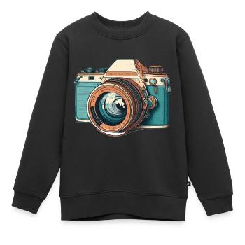 Retro-Kamera - Kinder Premium Organic Sweatshirt - Schwarz - Vorne - AI Model Kid Female (0cm)