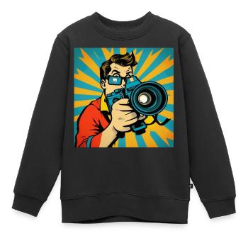 Pop-Art-Fotograf - Kinder Premium Organic Sweatshirt - Schwarz - Vorne - AI Model Kid Female (0cm)