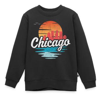 Chicago - Sweat Premium enfant bio - noir - Devant - AI Model Kid Female (0cm)
