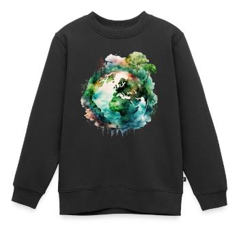 Mutter Erde Naturschutz - Save the Planet - Kinder Premium Organic Sweatshirt - Schwarz - Vorne - AI Model Kid Female (0cm)
