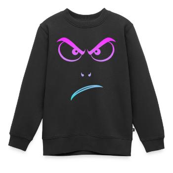 Angry, Grantig, böser Blick, grimmig - Kinder Premium Organic Sweatshirt - Schwarz - Vorne - AI Model Kid Female (0cm)