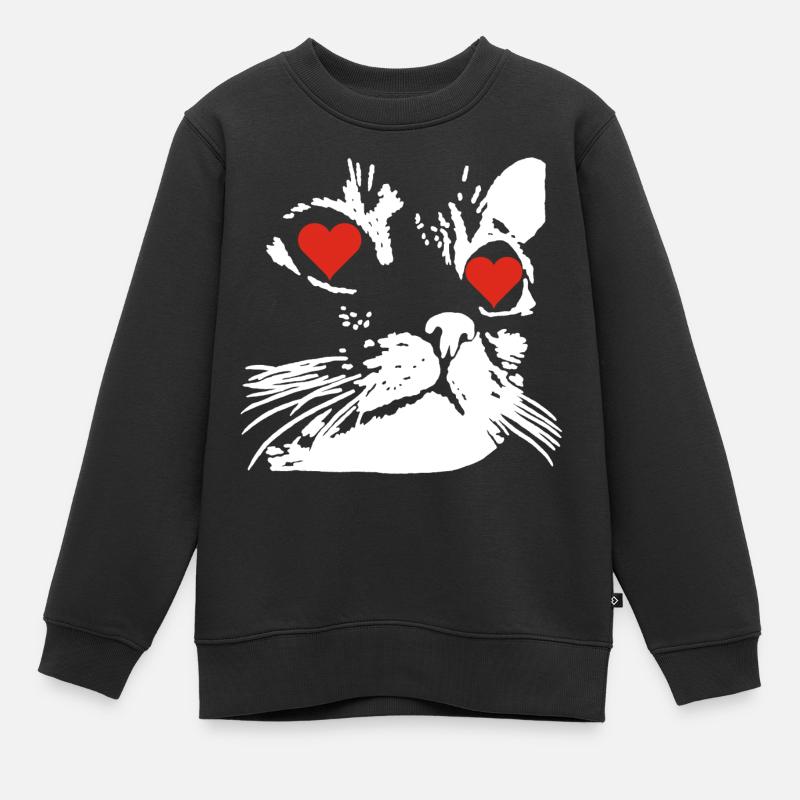 Un amour de chat blanc - Sweat Premium enfant bio - noir