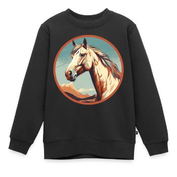 Pferd - Kinder Premium Organic Sweatshirt - Schwarz - Vorne - AI Model Kid Female (0cm)