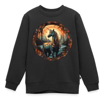 Licorne - Sweat Premium enfant bio - noir - Devant - AI Model Kid Female (0cm)