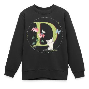 Anfangsbuchstabe D mit Katze - Kinder Premium Organic Sweatshirt - Schwarz - Vorne - AI Model Kid Female (0cm)
