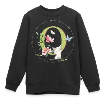 Anfangsbuchstabe O mit Katze - Kinder Premium Organic Sweatshirt - Schwarz - Vorne - AI Model Kid Female (0cm)