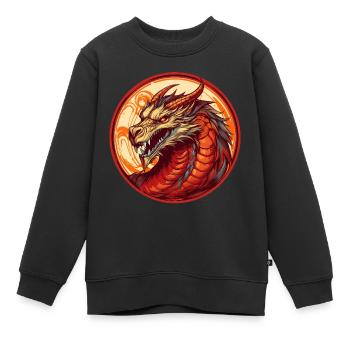 Dragon - Sweat Premium enfant bio - noir - Devant - AI Model Kid Female (0cm)