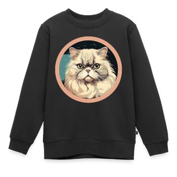 Persian cat - Kids Premium Organic Sweatshirt - black - Front - AI Model Kid Female (0cm)