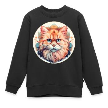 Persian cat - Kids Premium Organic Sweatshirt - black - Front - AI Model Kid Female (0cm)