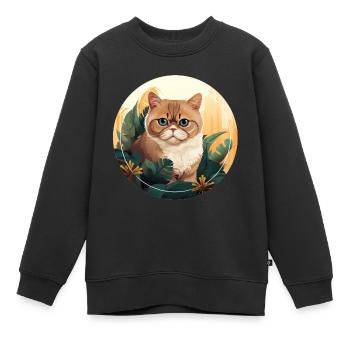 Exotische Kurzhaarkatze - Kinder Premium Organic Sweatshirt - Schwarz - Vorne - AI Model Kid Female (0cm)