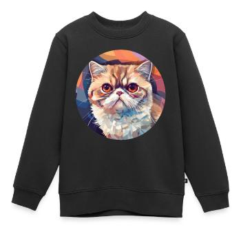 Exotische Kurzhaarkatze - Kinder Premium Organic Sweatshirt - Schwarz - Vorne - AI Model Kid Female (0cm)