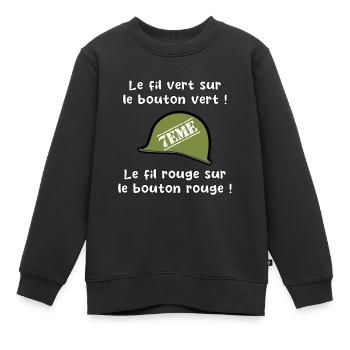 septième compagnie, militaire, militaire humour - Sweat Premium enfant bio - noir - Devant - AI Model Kid Female (0cm)