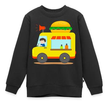 Imbisswagen Burger Food Truck - Kinder Premium Organic Sweatshirt - Schwarz - Vorne - AI Model Kid Female (0cm)