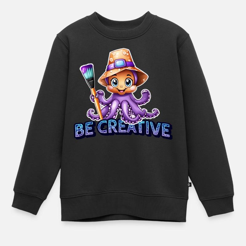 Be creative like an octopus - Kids Premium Organic Sweatshirt - black