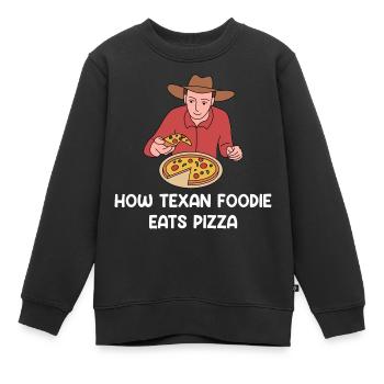 Pizza in Texas Design für stolze Texaner - Kinder Premium Organic Sweatshirt - Schwarz - Vorne - AI Model Kid Female (0cm)