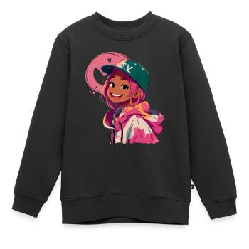 Schwarzes Mädchen im Kapuzenpullover (rosa) - Kinder Premium Organic Sweatshirt - Schwarz - Vorne - AI Model Kid Female (0cm)