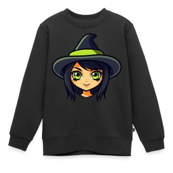 Niedliche Halloween Hexe - Kinder Premium Organic Sweatshirt - Schwarz - Vorne - AI Model Kid Female (0cm)