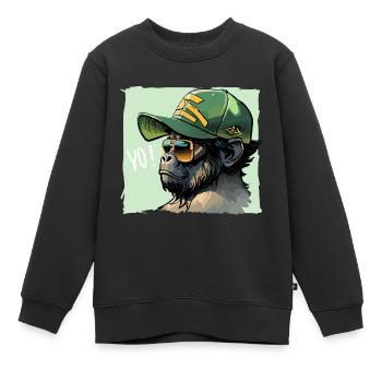 Gorille YO ! - Sweat Premium enfant bio - noir - Devant - AI Model Kid Female (0cm)