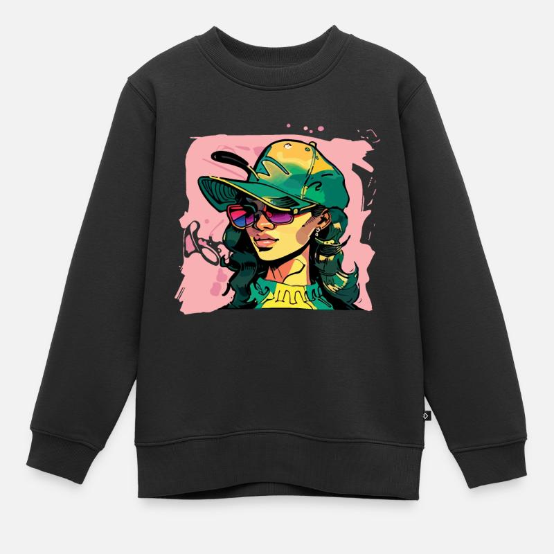 Fille de style urbain - Sweat Premium enfant bio - noir
