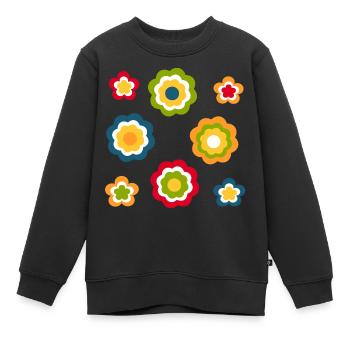 70er Jahre Blume Muster Retro Hippie Festival - Kinder Premium Organic Sweatshirt - Schwarz - Vorne - AI Model Kid Female (0cm)