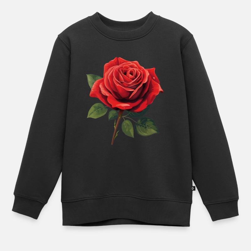 rote rose - Kinder Premium Organic Sweatshirt - Schwarz