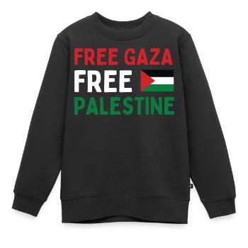 FREI FÜR Gaza FREI für Palästina - Kinder Premium Organic Sweatshirt - Schwarz - Vorne - AI Model Kid Female (0cm)