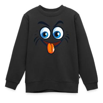 Glückliches, glückliches, cartoonartiges Gesicht - Kinder Premium Organic Sweatshirt - Schwarz - Vorne - AI Model Kid Female (0cm)