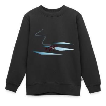 Skieur dans une crevasse - Sweat Premium enfant bio - noir - Devant - AI Model Kid Female (0cm)