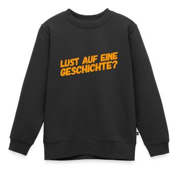 Geschichte? - Kinder Premium Organic Sweatshirt - Schwarz - Vorne - AI Model Kid Female (0cm)